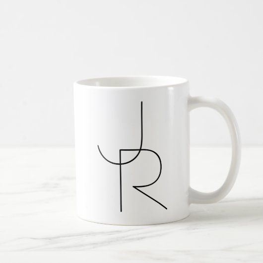Moderne 2 overlappende initialen | Zwart op Wit Koffiemok (Rechts)