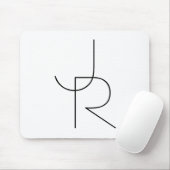 Moderne 2 overlappende initialen | Zwart op Wit Muismat (Met muis)