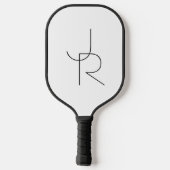 Moderne 2 overlappende initialen | Zwart op Wit Pickleball Paddle (Achterkant)