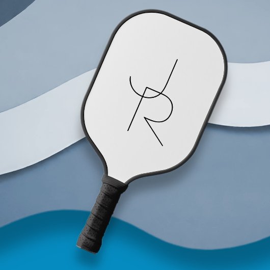 Moderne 2 overlappende initialen | Zwart op Wit Pickleball Paddle