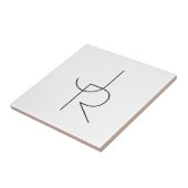 Moderne 2 overlappende initialen | Zwart op Wit Tegeltje (Zijkant)