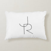 Moderne 2 overlappende Initialen | Zwart-wit Accent Kussen (Voorkant)