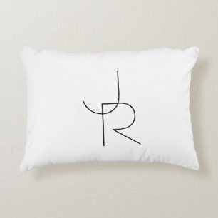 Moderne 2 overlappende Initialen   Zwart-wit Accent Kussen