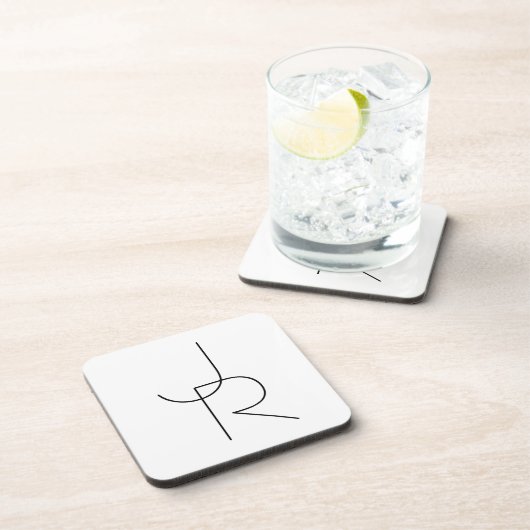Moderne 2 overlappende Initialen | Zwart-wit Bier Onderzetter (Rechterzijde)