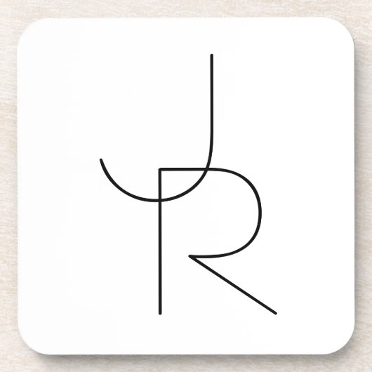 Moderne 2 overlappende Initialen | Zwart-wit Bier Onderzetter (Voorkant)