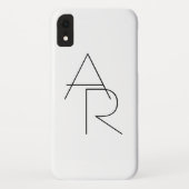 Moderne 2 overlappende Initialen | Zwart-wit Case-Mate iPhone Case (Achterkant)