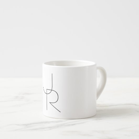 Moderne 2 overlappende Initialen | Zwart-wit Espresso Kop (Voorkant rechts)