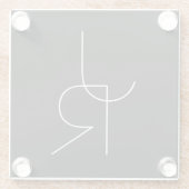 Moderne 2 overlappende Initialen | Zwart wit Glazen Onderzetter (Achterkant)