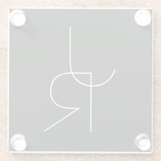 Moderne 2 overlappende Initialen | Zwart wit Glazen Onderzetter (Achterkant)