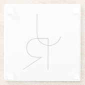 Moderne 2 overlappende Initialen | Zwart-wit Glazen Onderzetter (Achterkant)