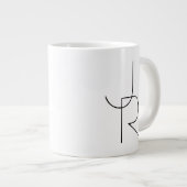 Moderne 2 overlappende Initialen | Zwart-wit Grote Koffiekop (Voorkant rechts)