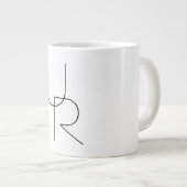 Moderne 2 overlappende Initialen | Zwart-wit Grote Koffiekop (Voorkant rechts)