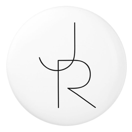 Moderne 2 overlappende Initialen | Zwart-wit Keramische Knop (Voorkant)