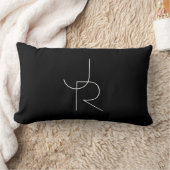 Moderne 2 overlappende Initialen | Zwart wit Kussen (Deken)