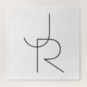 Moderne 2 overlappende Initialen | Zwart-wit Legpuzzel (Verticaal)