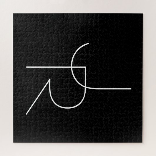 Moderne 2 overlappende Initialen | Zwart wit Legpuzzel (Horizontaal)