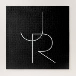 Moderne 2 overlappende Initialen | Zwart wit Legpuzzel<br><div class="desc">Moderne overlappende initialen.</div>