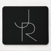 Moderne 2 overlappende Initialen | Zwart wit Muismat (Voorkant)