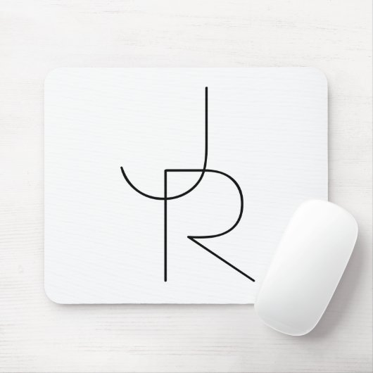 Moderne 2 overlappende Initialen | Zwart-wit Muismat (Met muis)
