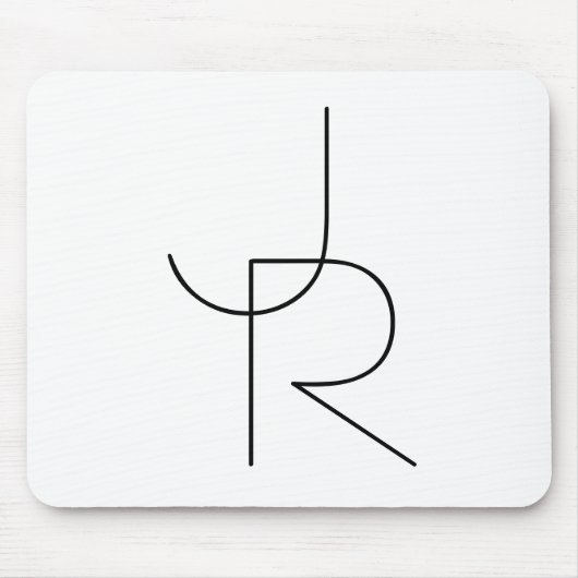 Moderne 2 overlappende Initialen | Zwart-wit Muismat (Voorkant)