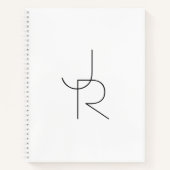 Moderne 2 overlappende Initialen | Zwart-wit Notitieboek (Voorkant)