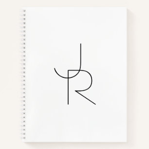 Moderne 2 overlappende Initialen Zwart-wit Notitieboek