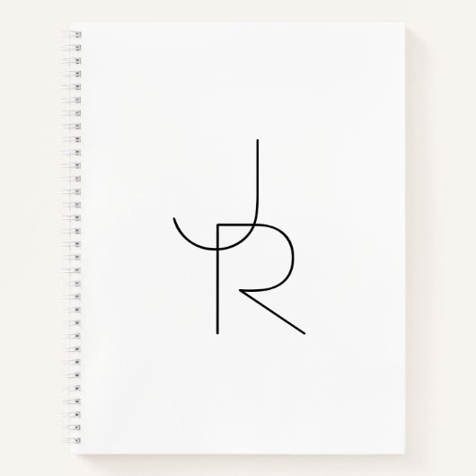 Moderne 2 overlappende Initialen | Zwart-wit Notitieboek (Voorkant)