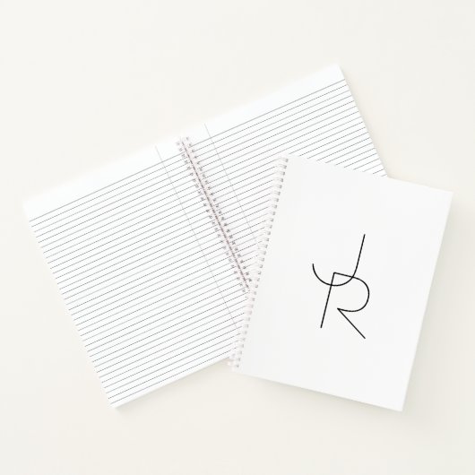 Moderne 2 overlappende Initialen | Zwart-wit Notitieboek (Binnen)