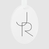 Moderne 2 overlappende Initialen | Zwart-wit Ornament (voorkant)