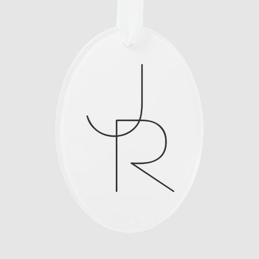 Moderne 2 overlappende Initialen | Zwart-wit Ornament (achterkant)