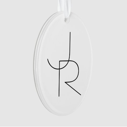 Moderne 2 overlappende Initialen | Zwart-wit Ornament (voorkant)