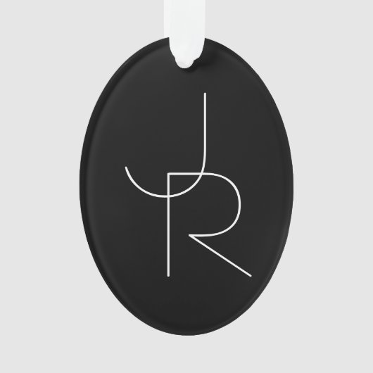 Moderne 2 overlappende Initialen | Zwart wit Ornament (voorkant)