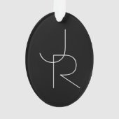 Moderne 2 overlappende Initialen | Zwart wit Ornament (achterkant)