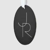 Moderne 2 overlappende Initialen | Zwart wit Ornament (voorkant)