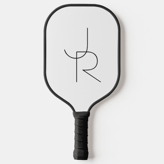 Moderne 2 overlappende Initialen | Zwart-wit Pickleball Paddle (Achterkant)