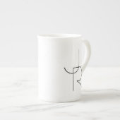 Moderne 2 overlappende Initialen | Zwart-wit Porselein Kop (Voorkant rechts)