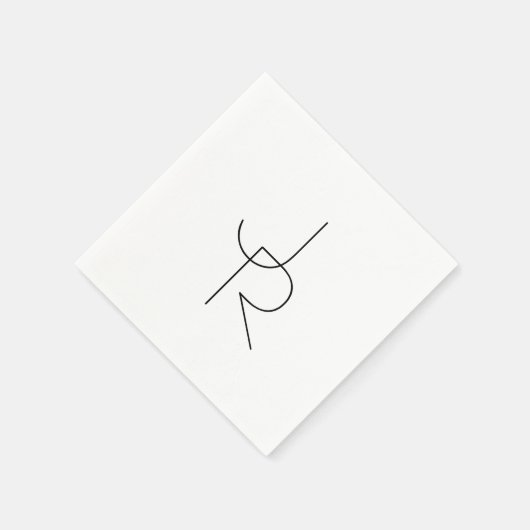 Moderne 2 overlappende Initialen | Zwart-wit Servet (Hoek)