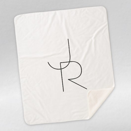 Moderne 2 overlappende Initialen | Zwart-wit Sherpa Deken