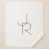 Moderne 2 overlappende Initialen | Zwart-wit Sherpa Deken (Voorkant)