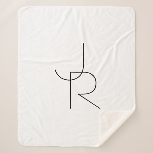 Moderne 2 overlappende Initialen | Zwart-wit Sherpa Deken (Voorkant)