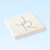 Moderne 2 overlappende Initialen | Zwart-wit Stenen Onderzetter