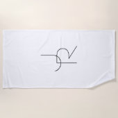 Moderne 2 overlappende Initialen | Zwart-wit Strandlaken (Voorkant)