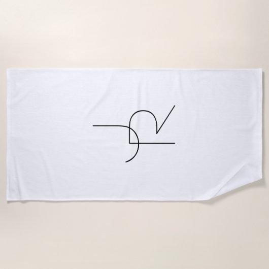 Moderne 2 overlappende Initialen | Zwart-wit Strandlaken (Voorkant)