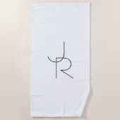 Moderne 2 overlappende Initialen | Zwart-wit Strandlaken (Voorkant)