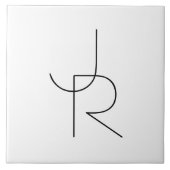 Moderne 2 overlappende Initialen | Zwart-wit Tegeltje (Voorkant)