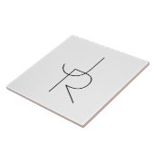 Moderne 2 overlappende Initialen | Zwart-wit Tegeltje (Zijkant)
