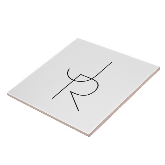 Moderne 2 overlappende Initialen | Zwart-wit Tegeltje (Zijkant)