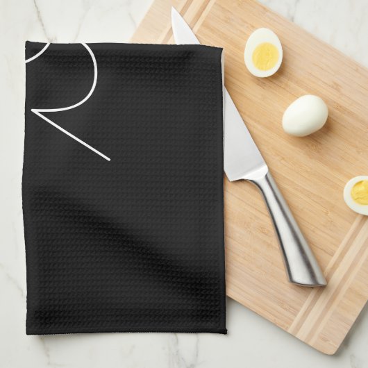 Moderne 2 overlappende Initialen | Zwart wit Theedoek (Quarter Fold)