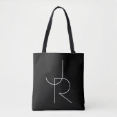 Moderne 2 overlappende Initialen | Zwart wit Tote Bag (Voorkant)