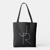 Moderne 2 overlappende Initialen | Zwart wit Tote Bag (Achterkant)